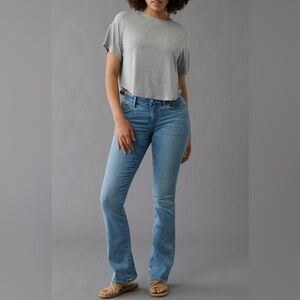 American Eagle High Rise Skinny Kick Super Stretch Medium Light Wash 20R